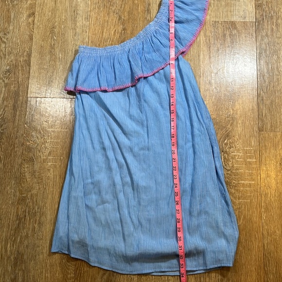 Lilly Pulitzer Emmaline One Shoulder Mini Dress XS Blue Pink Lined EUC - Picture 10 of 13